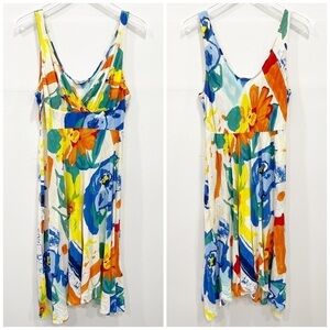 Jams World Bright Pattern W339 Asymmetric Hem Tank Dress Size XL Made In Hawaii